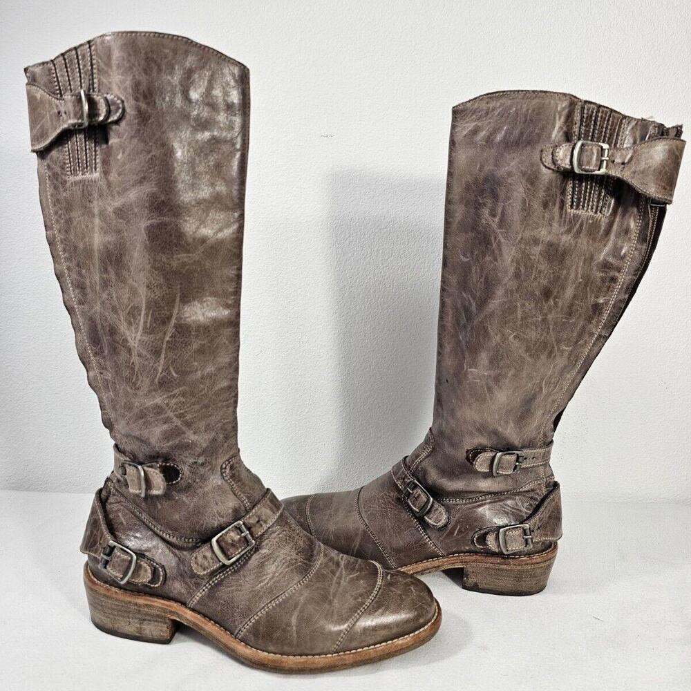 Belstaff Trialmaster 1955 Low Heel Leather Biker Boots Brown Womans EU 37 US 6.5 - Picture 1 of 14